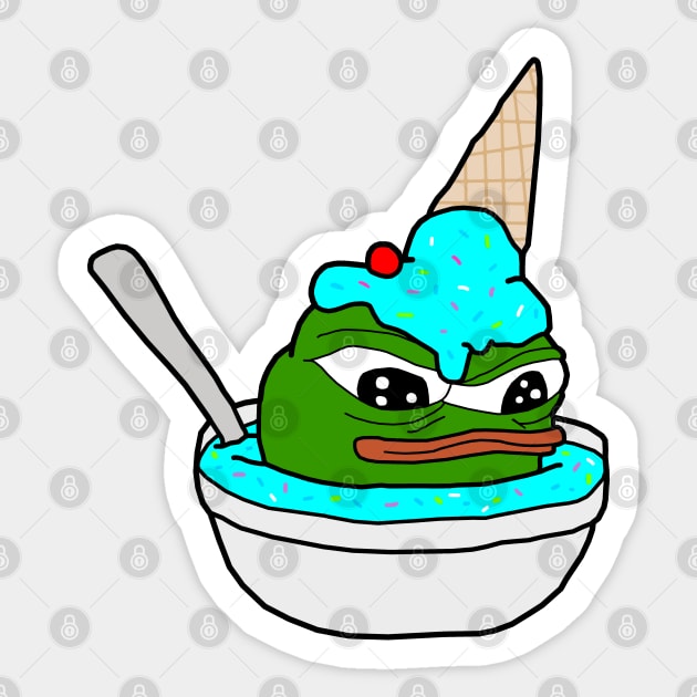 Ice Cream Sundae Pepe Sticker by Lean Mean Meme Machine